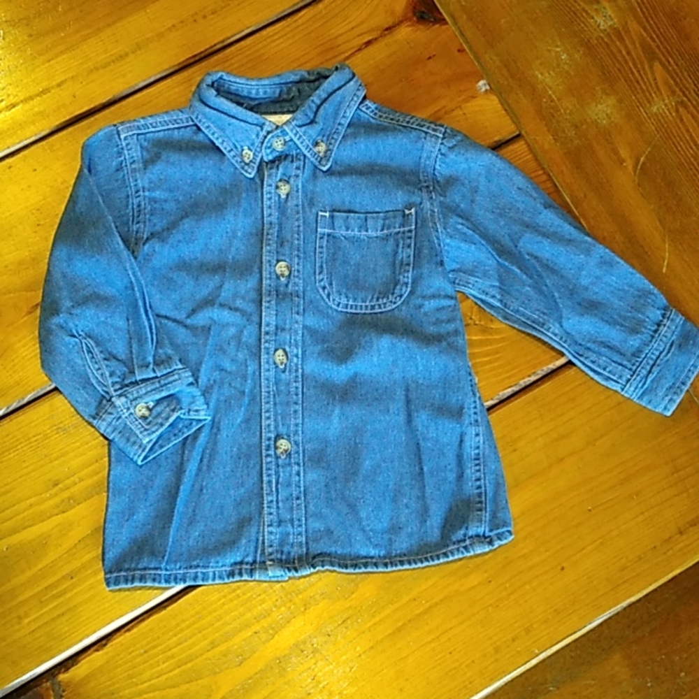 COPY - Perfectly Dressed Denim/Jean Button Down Shirt. Toddler Girls or Boys 3T